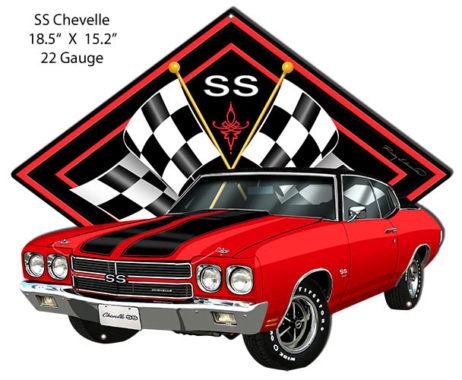 SS Chevelle Red Car Cut Out Metal Sign By Rudy Edwards 15.2x18.5 ...