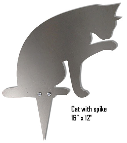 Cat With Spike Yard Silhouette Laser Cut Out Metal Sign 12x16