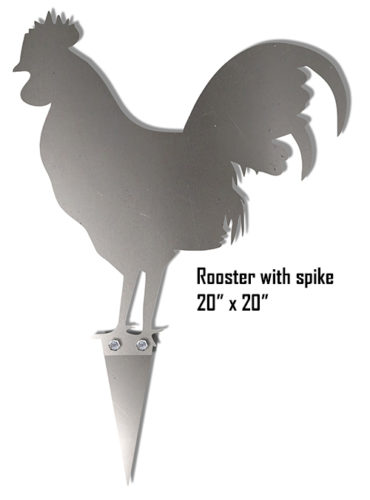 Rooster With Spike Yard Silouette Laser Cut Out Metal Sign 20x20