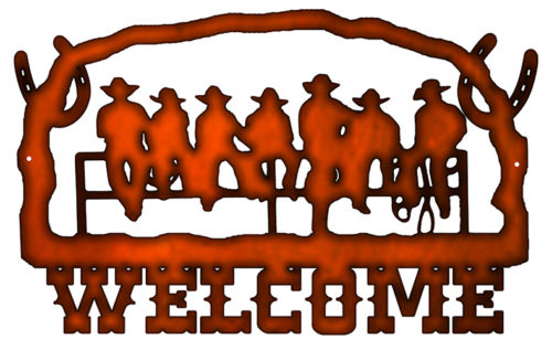 Welcome Cowboys Cut Out Faux Copper Finish Metal Sign 14x22.2