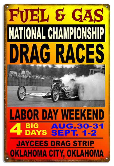 Oklahoma Drag Races Reproduction Motor Speedway Metal Sign 16x24 ...