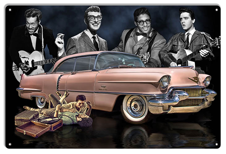 1950s Cadillac Metal Sign 50s Music Artist  By Artist Bob Kramer 12x18 RVG1827