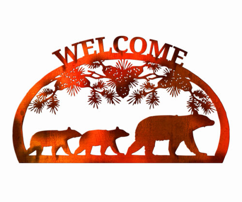 Welcome Bear Metal Sign Gives The Illusion Of Real Copper NOT  COPPER. 23x15