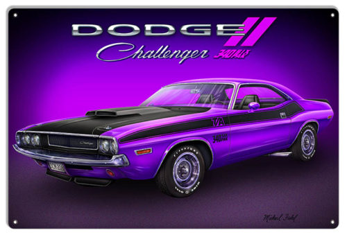 1970 Purple Dodge Challenger By Artist Michael Fishel 12x18 ...