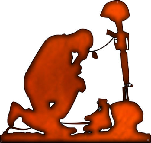 Fallen Solider Copper Looking Metal Sign 14x13.3
