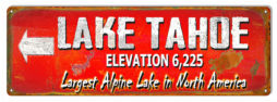 Lake Tahoe Elevation 6225 Reproduction Metal Sign 6x18