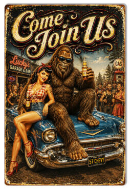 Party Big Foot- Come Join Us 12x18 Metal Sign