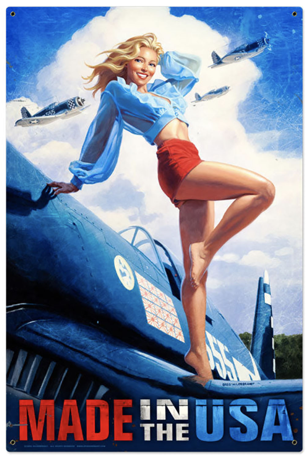 HB006 - Made In The USA Pin-up 12x18 by artist Greg Hildebrandt