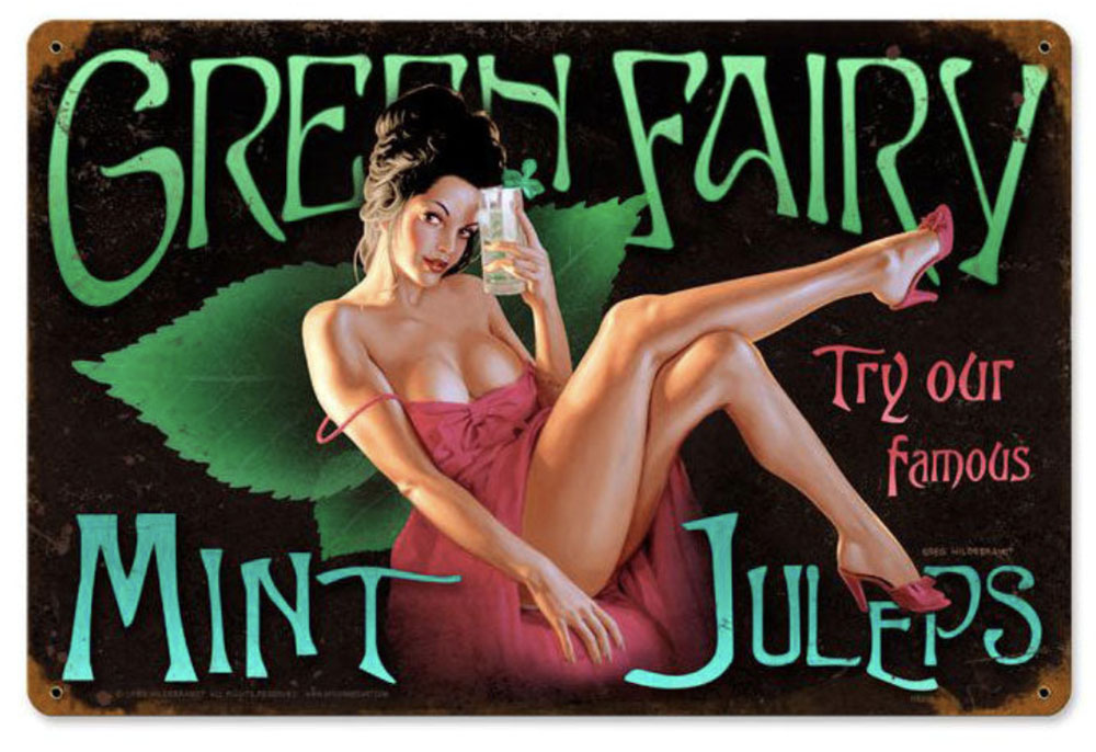 HB016 - Green Fairy Vintage Sign 18x12 by Artist Greg Hildebrandt
