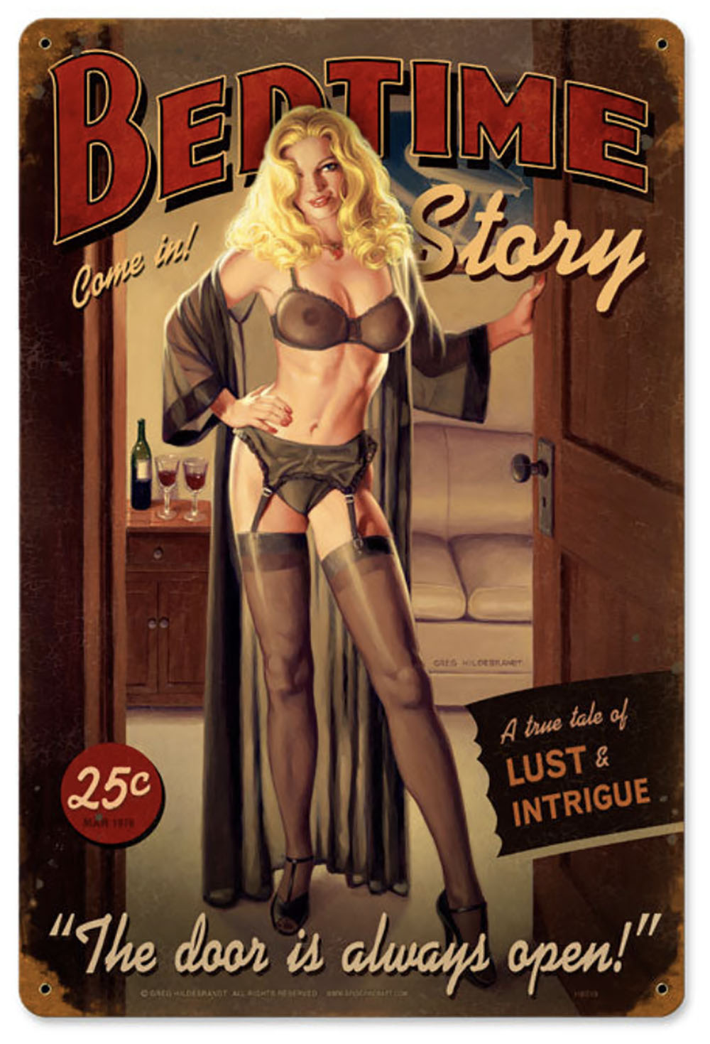HB019 - Bedtime Story Vintage Sign 12x18 by Artist Greg Hildebrandt