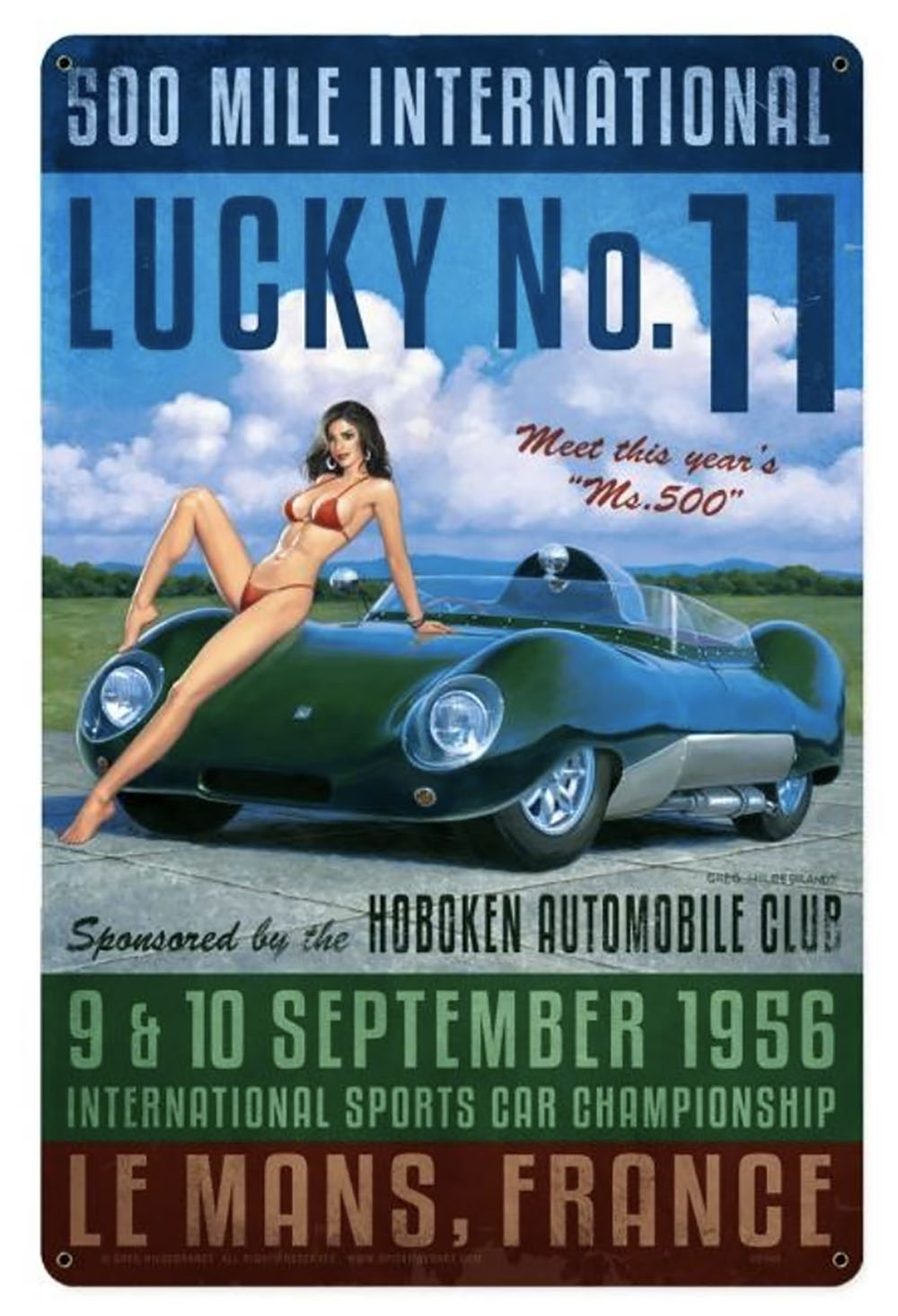 HB150 - Lucky Number Eleven Vintage Sign 24x36 by artist Greg Hildebrandt