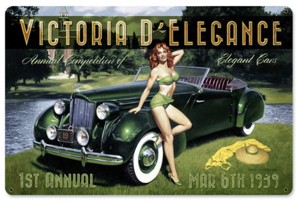 HB164 - Victoria D Elegance Vintage Sign 18x12 by artist Greg Hildebrandt