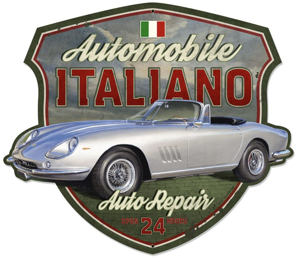 HB210 - AUTOMOBILE ITALIANO SHIELD 18x16 by artist artist Greg Hildebrandt