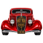 Red Vintage 1936 Hot Rod Front End 23x15.5 Laser Cut Metal Sign