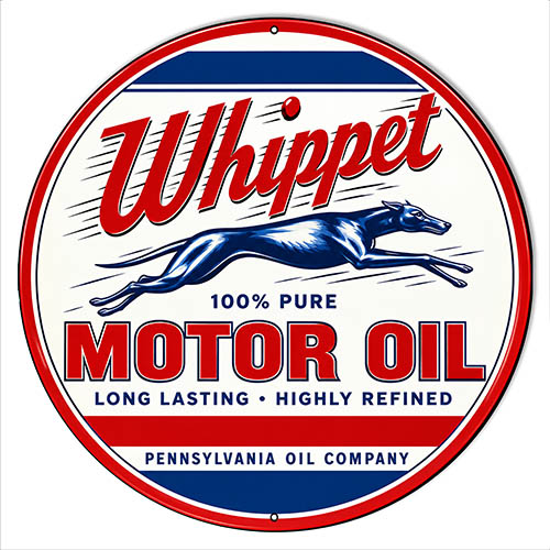 Whippet Motor Oil Reproduction 14x14 Round Metal Sign
