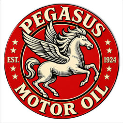 Reproduction Pegasus Motor Oil 14x14 Round Metal Sign