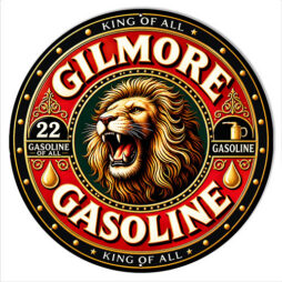 Reproduction Gilmore Gasoline 14x14 Round Metal Sign
