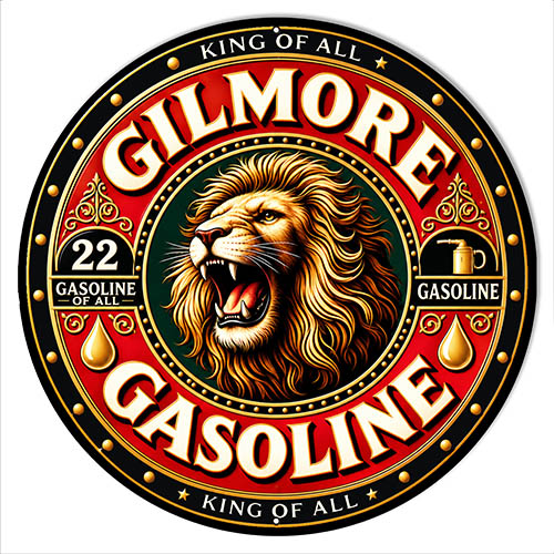 Reproduction Gilmore Gasoline 14x14 Round Metal Sign