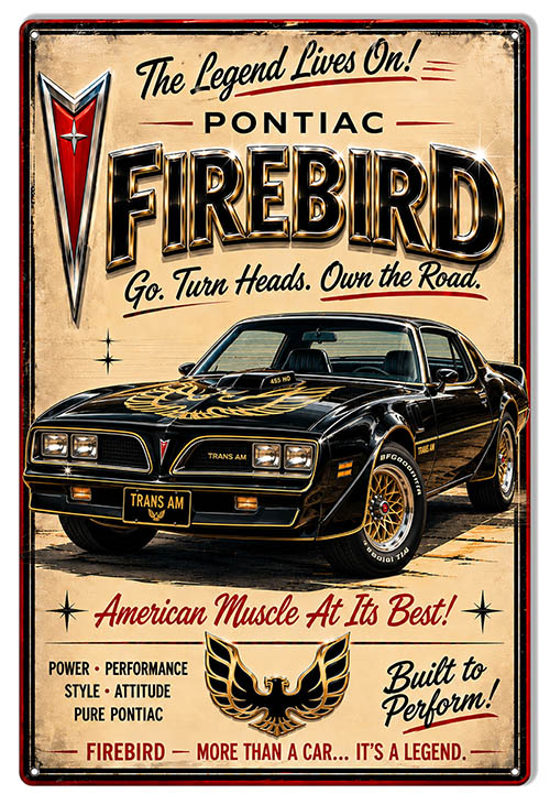 Pontiac Firebird- Go Turn Heads!! 12x18 Metal Sign - RVG8617