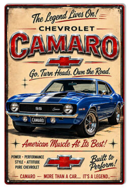 Chevrolet Camaro (Blue) Go Turn Heads!! 12x18 Metal Sign