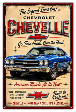 Chevrolet Chevelle (Blue) Go Turn Heads!! 12x18 Metal Sign